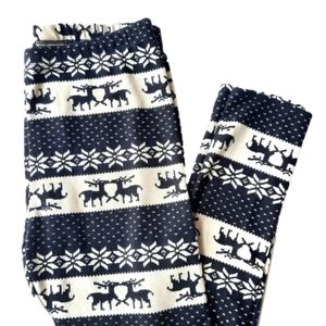 Pink Rose | Holiday Reindeer Fair-Isle Leggings, Small (Juniors)